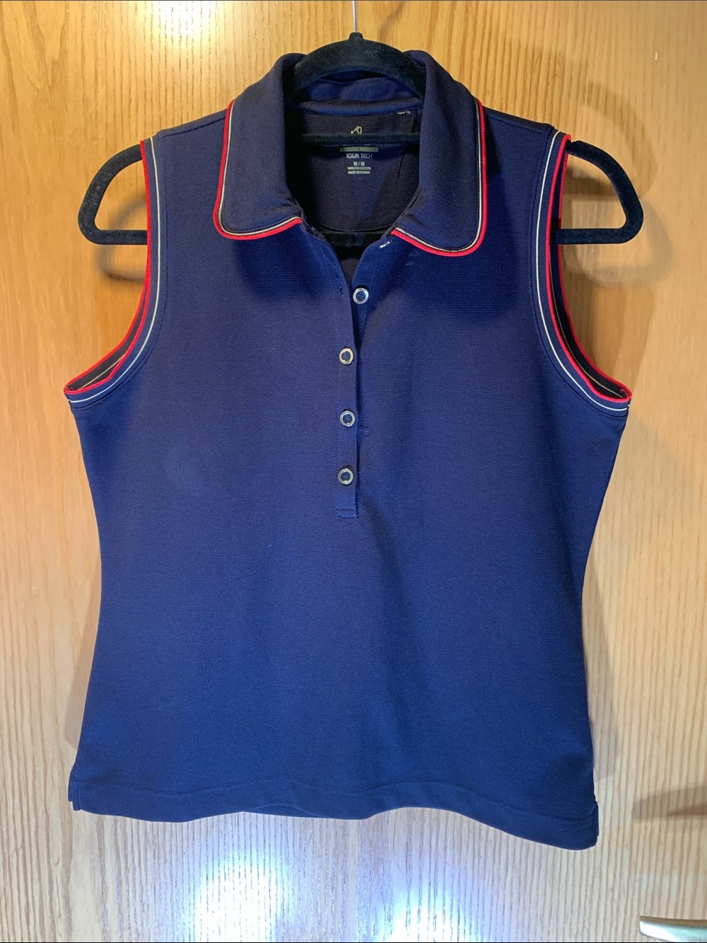 EP Pro Tour Tech Navy w/ Red & Gold Trim Sleeveless Polo Tank -Size M